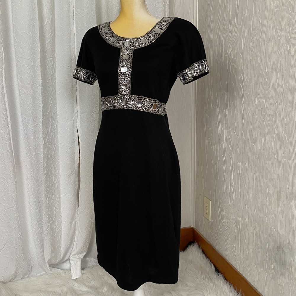 Vintage 80s Glam Adrianne Vittadini Jeweled Dress 8
